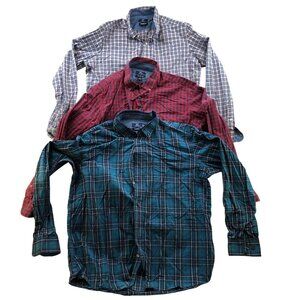 George Mens Shirt Large Lot of Three Classic Plaid Long Sleeve Button Down Y2K